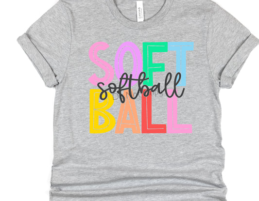 Softball cursive over softball-DTF