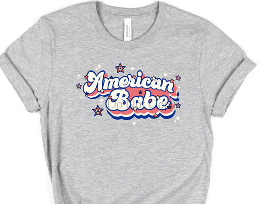 American babe bubble letters-DTF