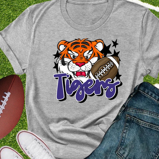 Tigers football purple-DTF