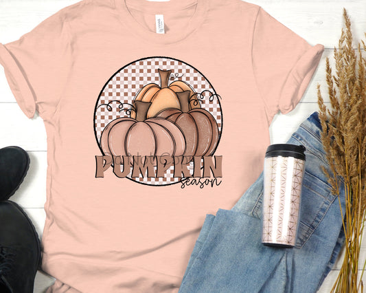 Pumpkin season plaid circle-DTF