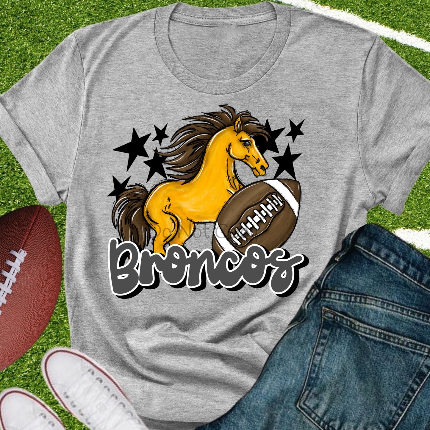 Broncos football gray-DTF