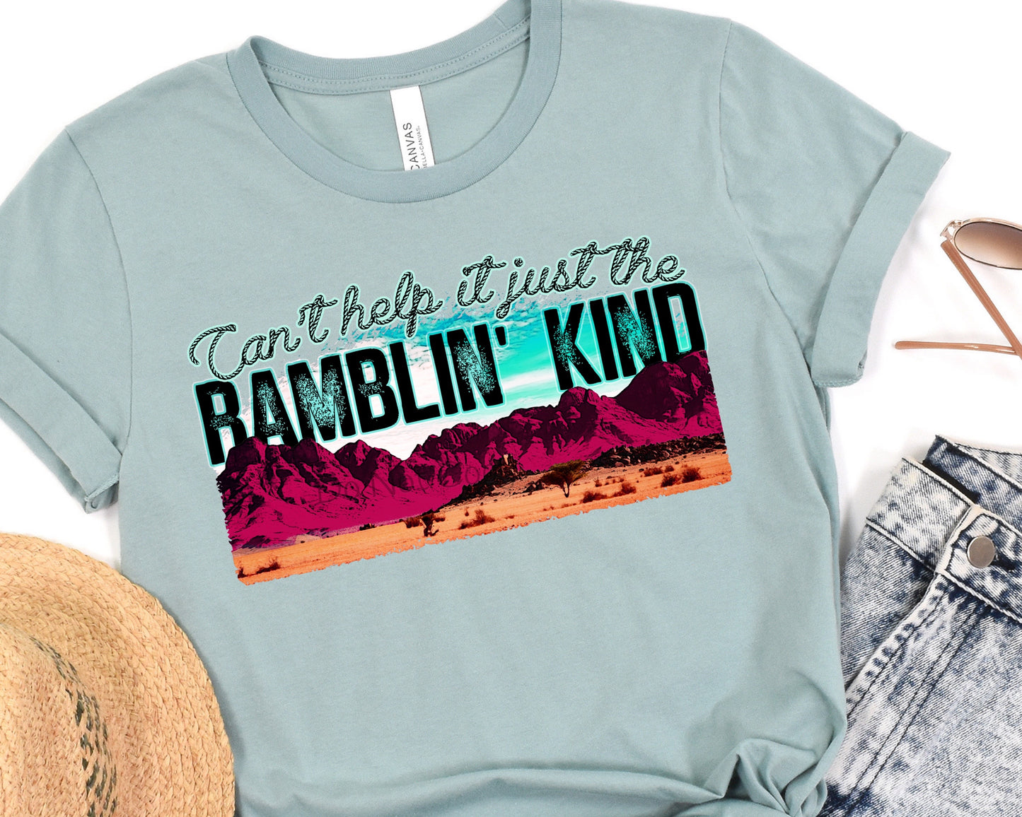 Can’t help it just the ramblin’ kind teal-DTF