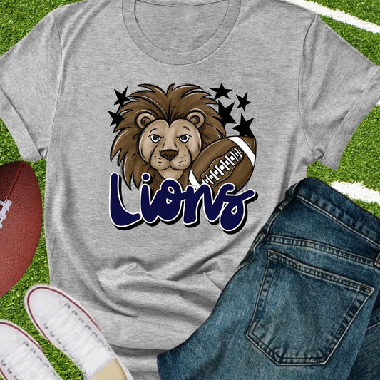 Lions football navy-DTF