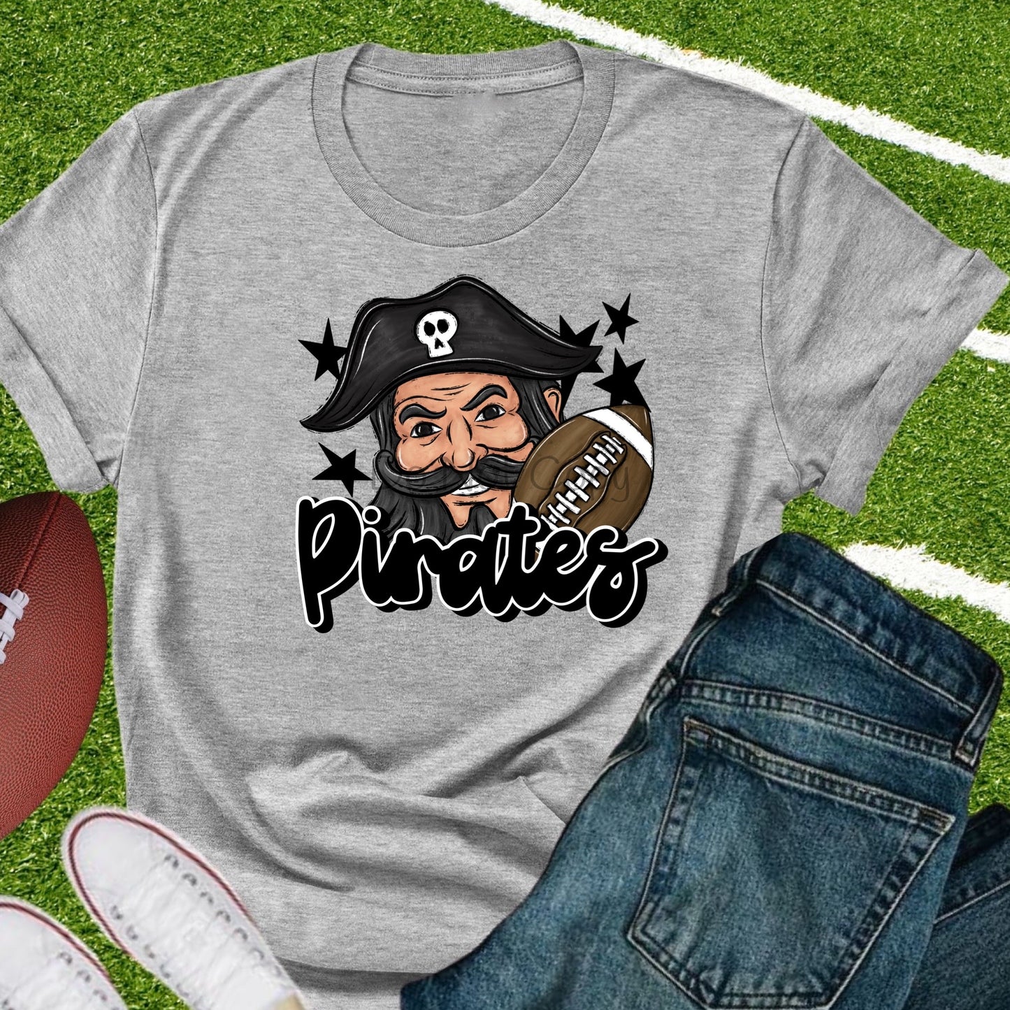 Pirates football black-DTF