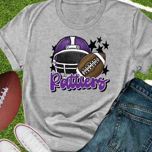 Rattlers football helmet purple-DTF