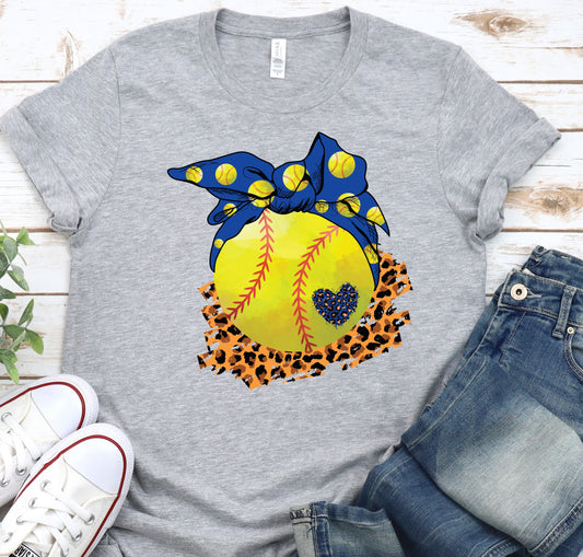 Softball navy blue bow-DTF