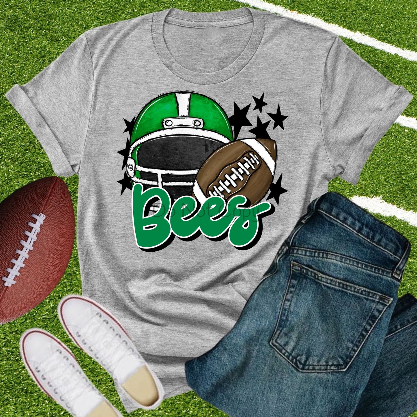 Bees football helmet green-DTF