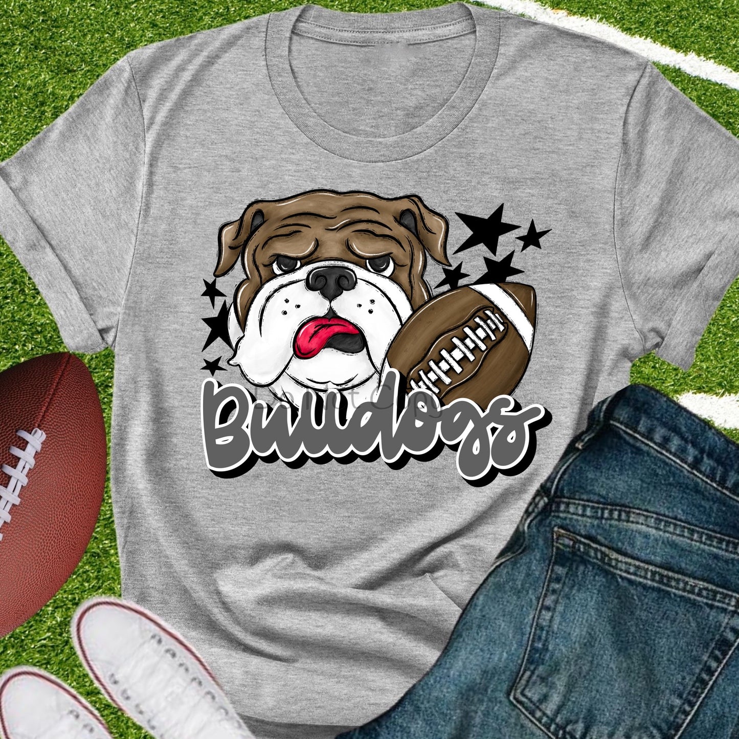 Bulldogs football gray-DTF