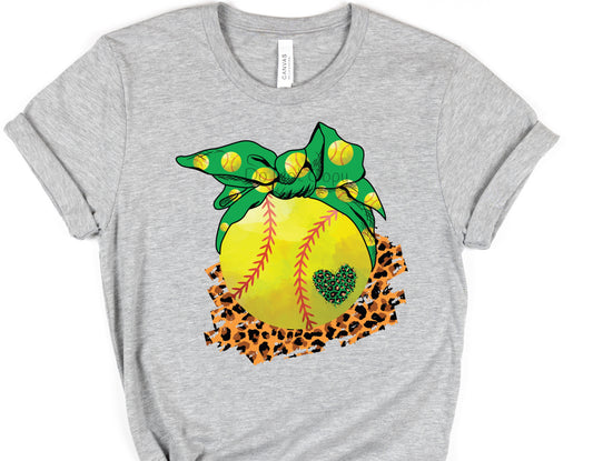 Softball green bow-DTF