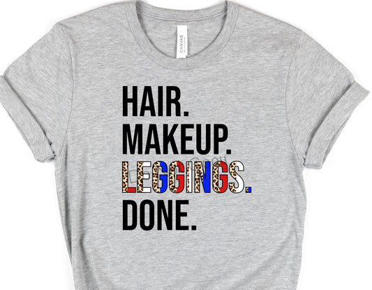 Patriotic hair makeup leggings done-DTF