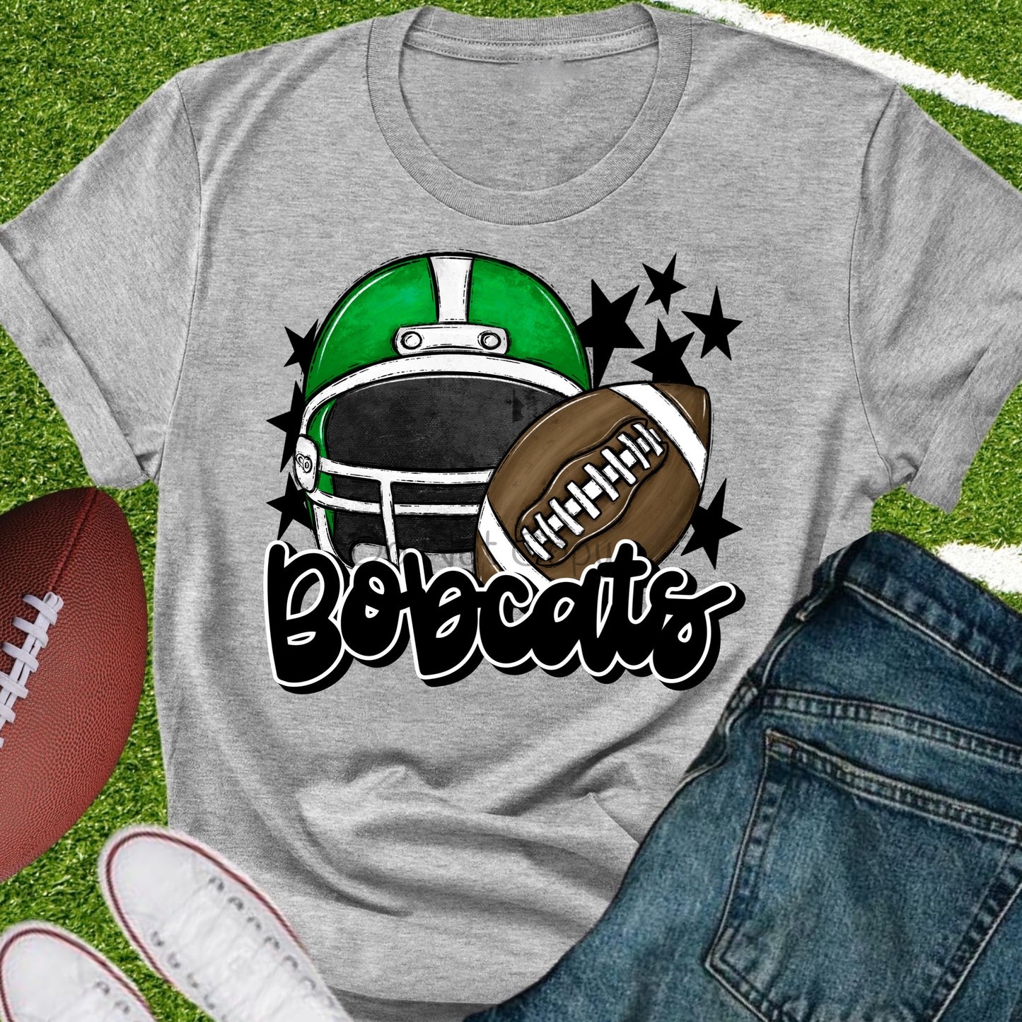 Bobcats football helmet green black-DTF