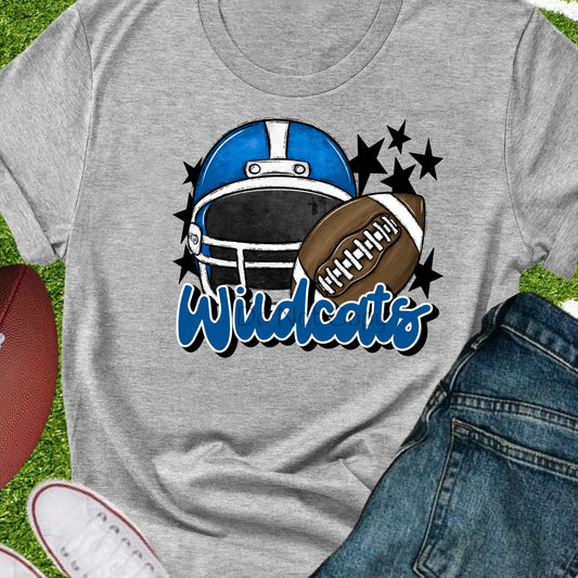 Wildcats football helmet blue-DTF
