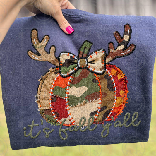its fall yall mixed camo pumpkin  -DTF&UV
