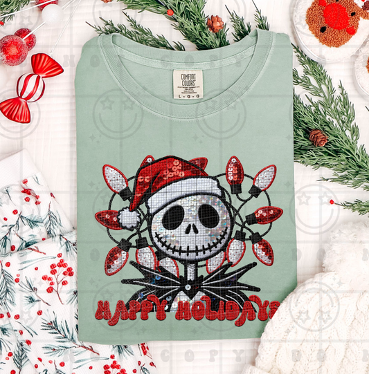 jack happy holdays faux sequin -DTF&UV