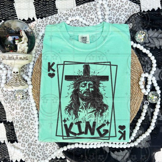 king of hearts jesus faux emb -DTF&UV