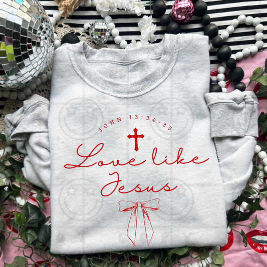 Love like Jesus red with cross-DTF&UV