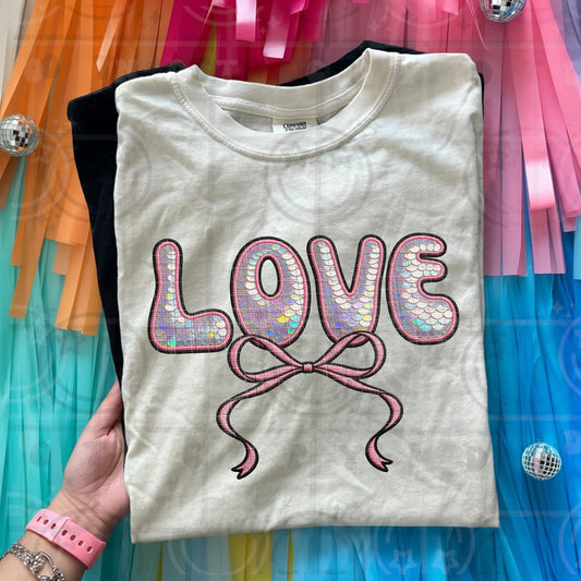 love sequin bow -DTF&UV