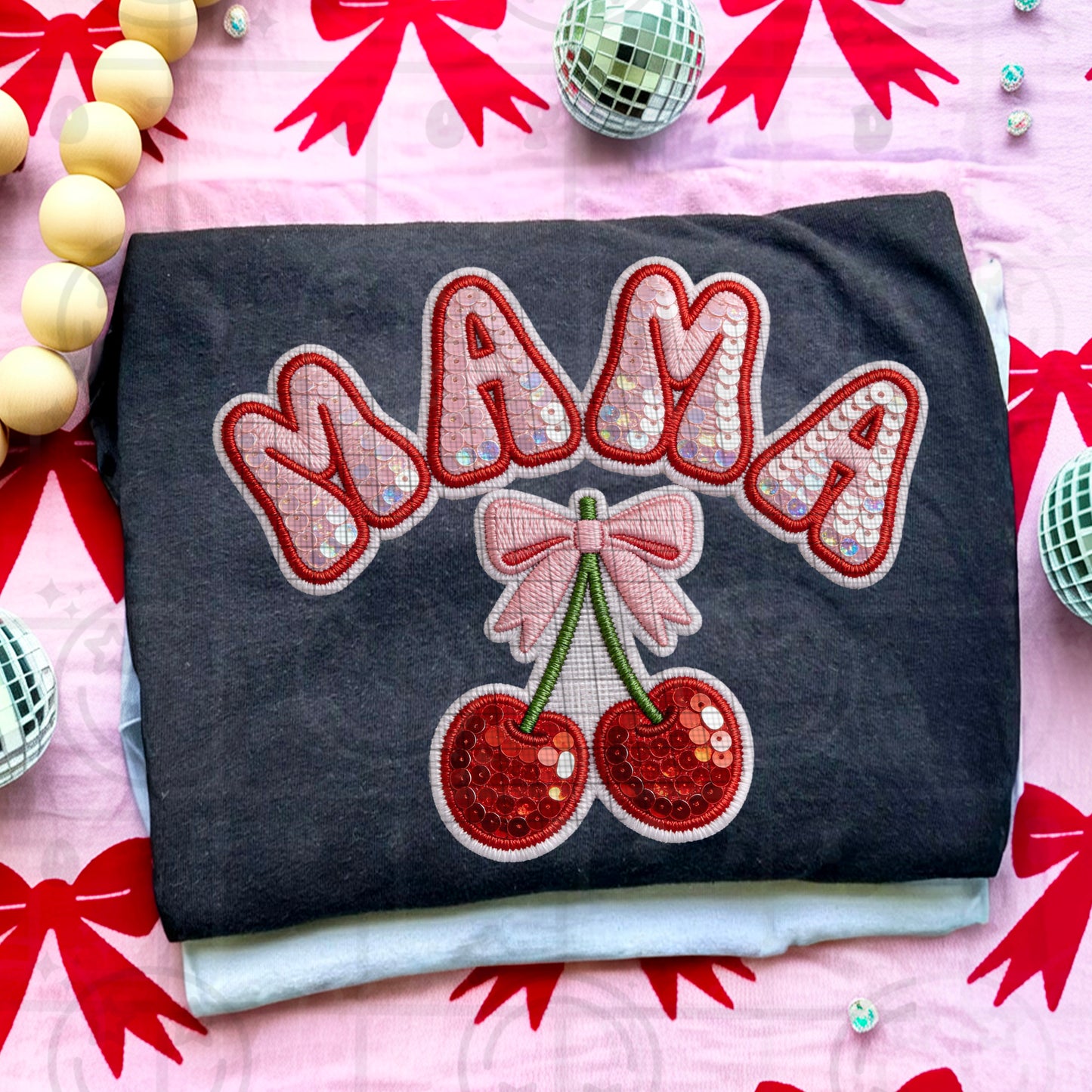 mama sequin cherries -DTF&UV