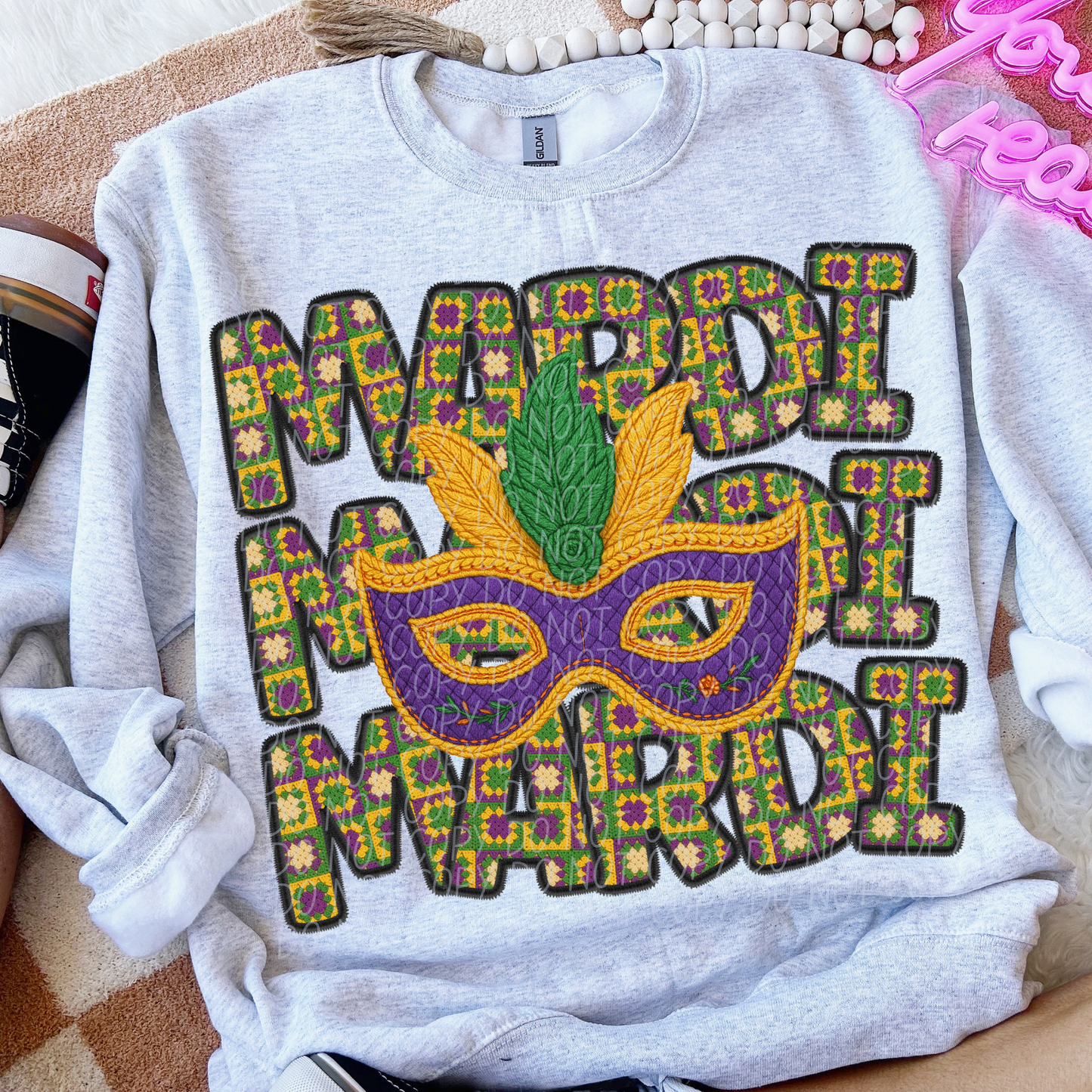 Mardi stacked mask 2- DTF&UV