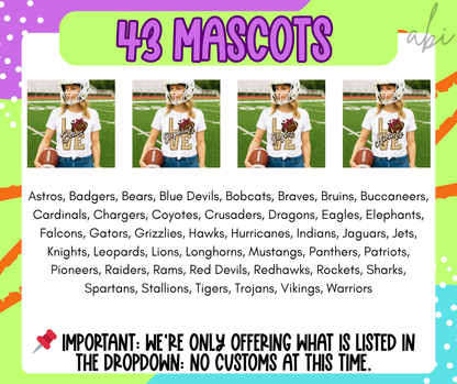 Love- Mascots Football (Dropdown)- DTF&UV