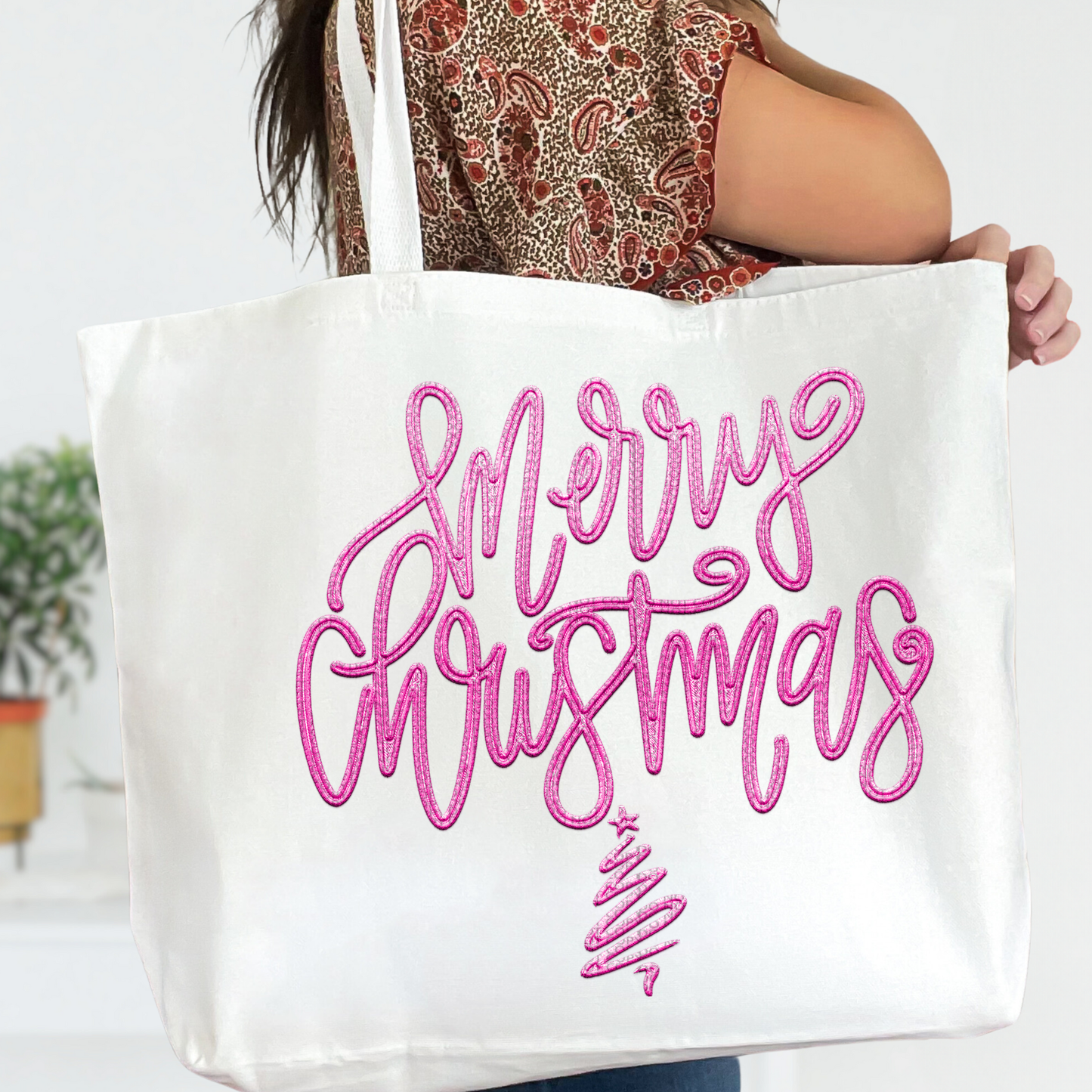 Merry Christmas script faux emb(ALL colors in this listing- dropdown)-dtf