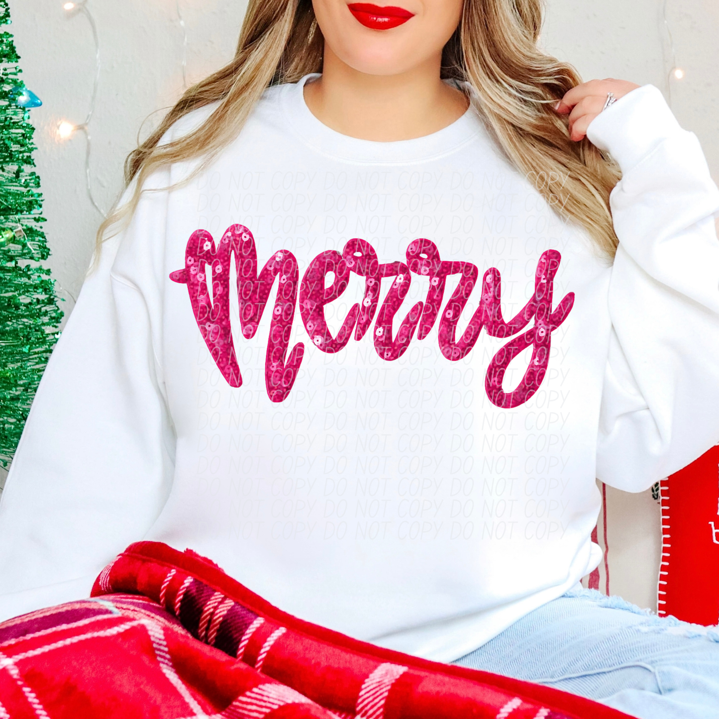 merry hot pink sequins-DTF&UV