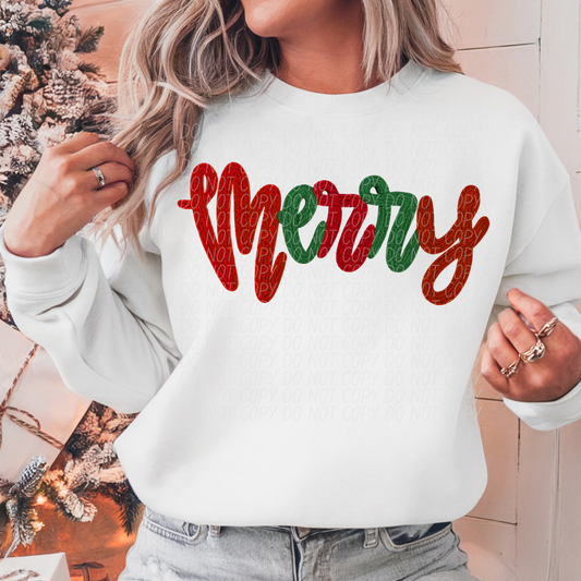 merry red green crochet-DTF&UV