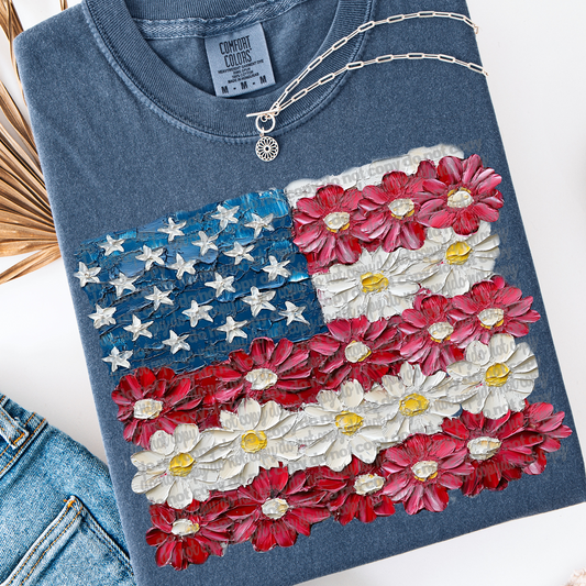 painted floral flag  -DTF&UV