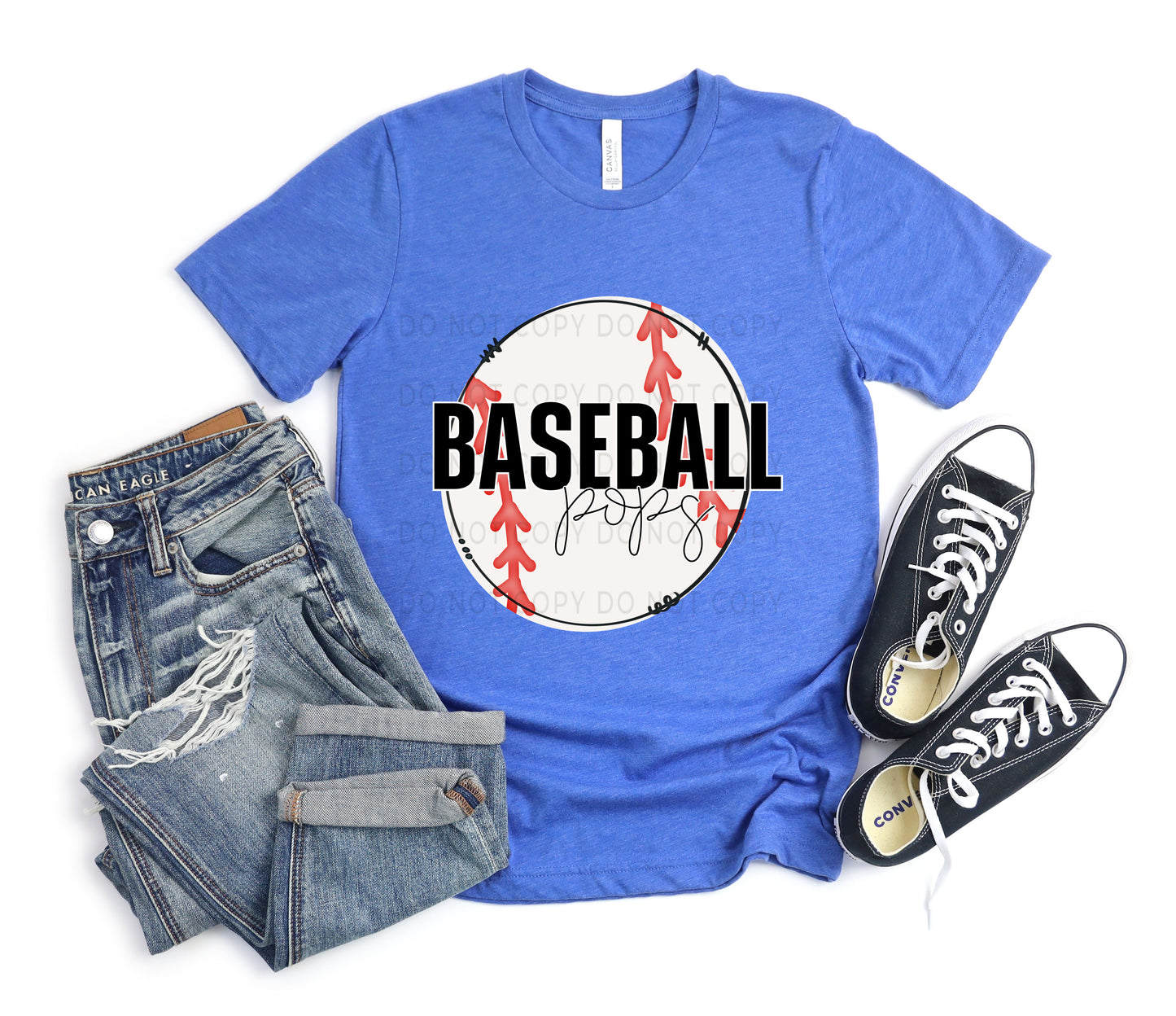 Baseball Pops White Outline -DTF