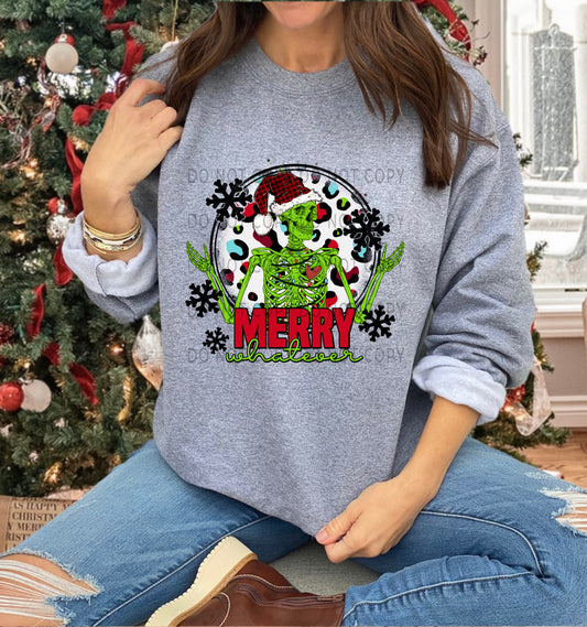 Merry Whatever Skelton With Multicolor Leopard Background - DTF