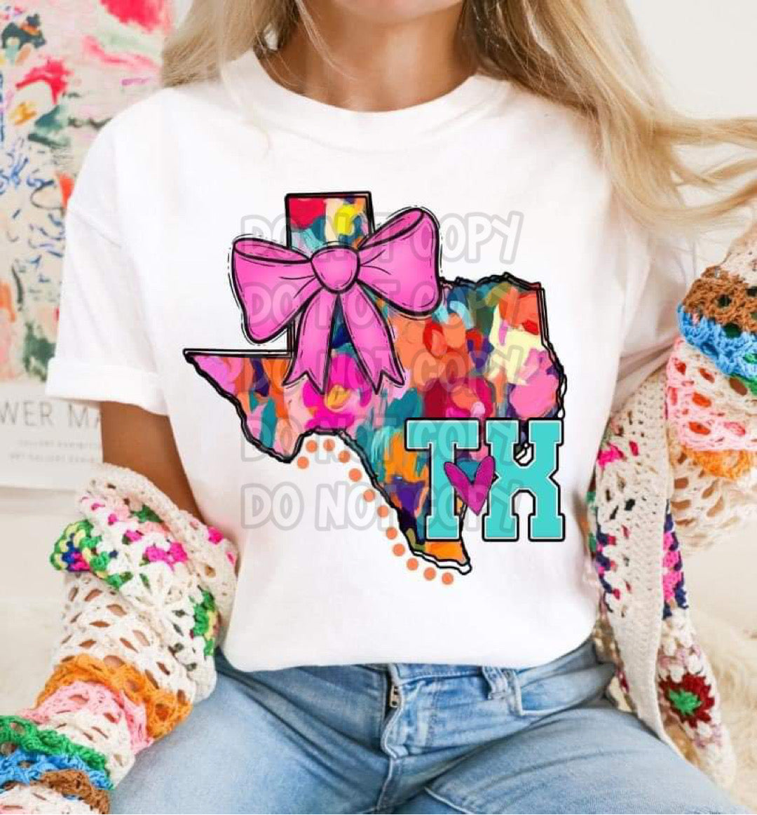Mixed Paint With Bow States (ALL STATES)-DTF