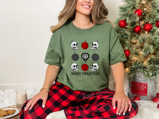 Merry Christmas Skull And Heart Ornaments - DTF