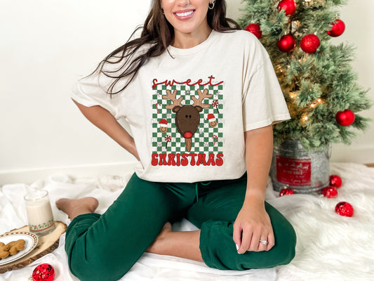 Sweet Christmas Reindeer Popsicle Checkered - DTF
