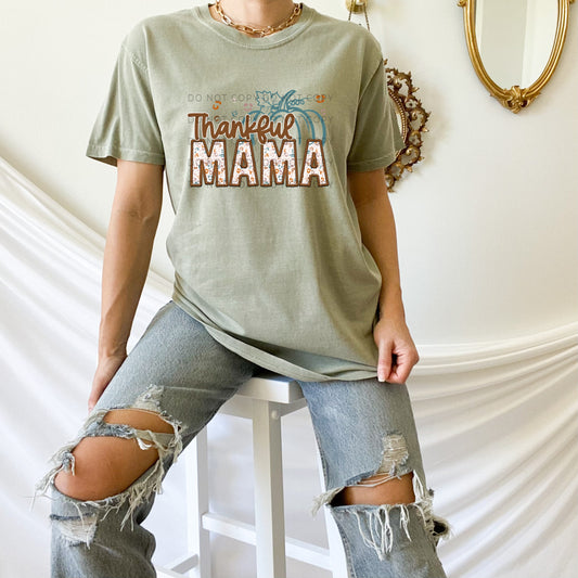 Thankful Mama Leopard Faux Embroidery - DTF
