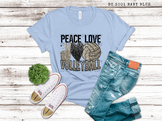 Peace Love Volleyball Faux Embroidery Sequin Appliqué - DTF