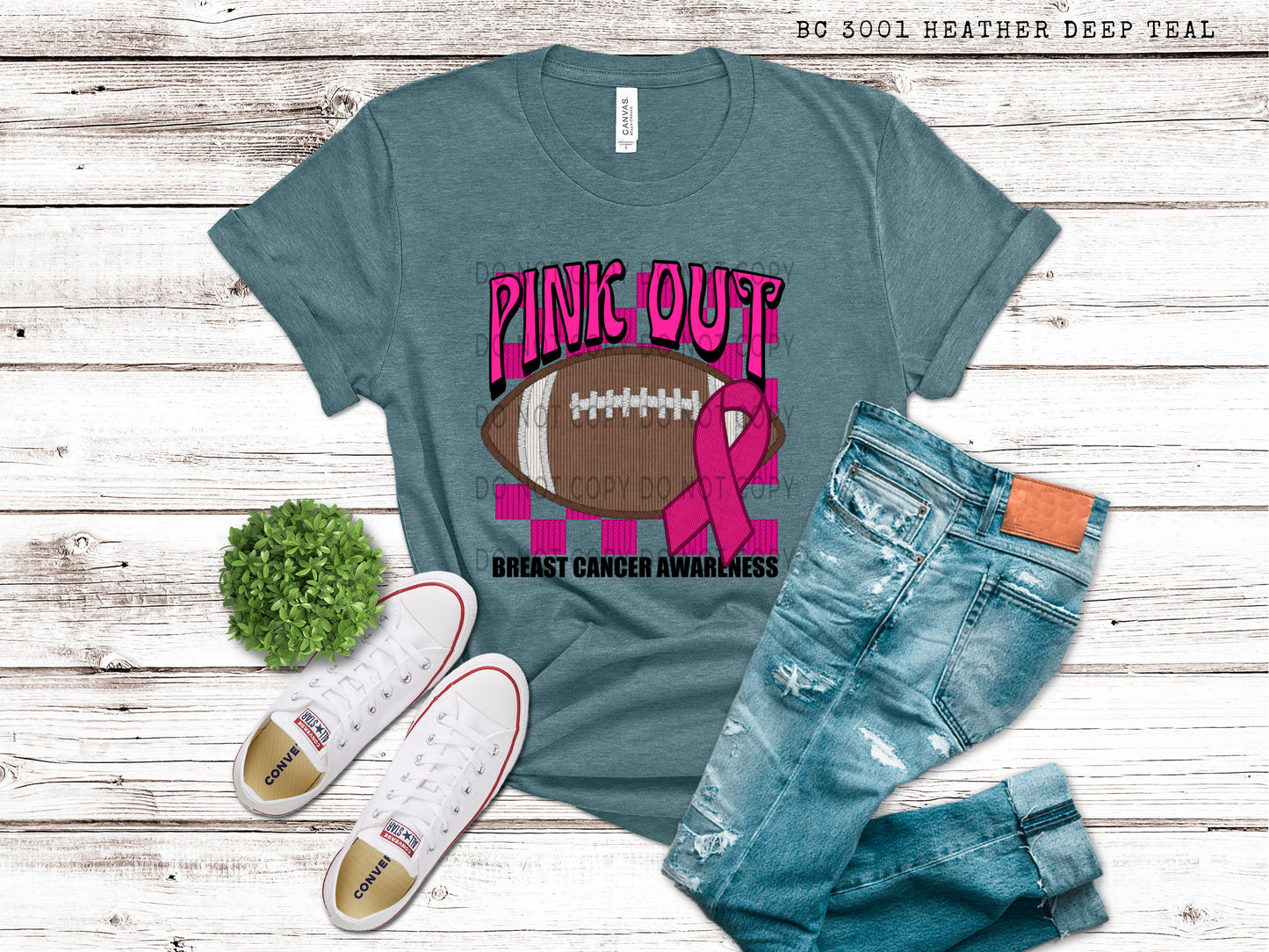 Football Pink Out Faux Embroidery - DTF