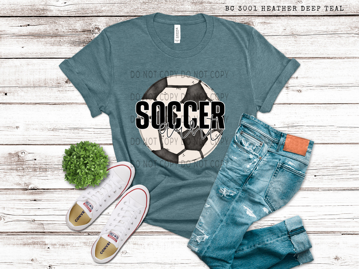 Soccer Aunt White Outline -DTF