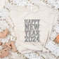 Happy New Year 2024 Faux Embroidery Sequin Silver - DTF