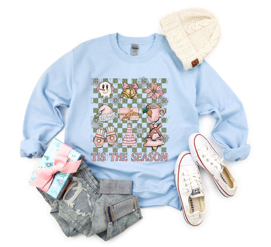 Tis The Season Pink And Green Checkered - DTF