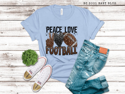 Peace Love Football Faux Embroidery Sequin Appliqué - DTF