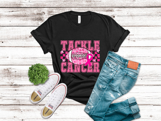 Tackle Cancer Breast Cancer Awareness Pink Leopard Checkered - DTF