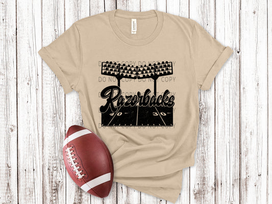 Razorbacks Football Field BLK - DTF