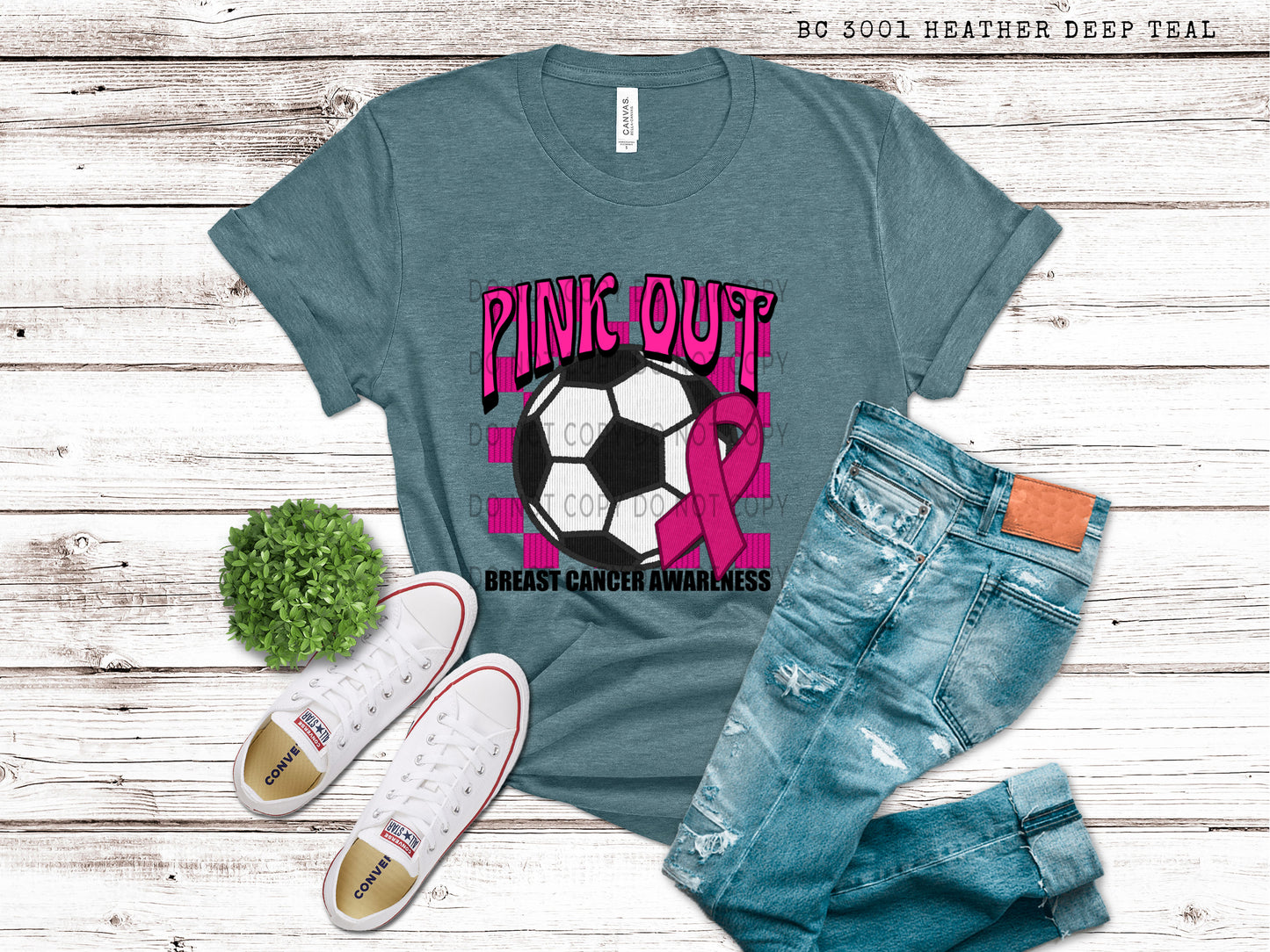 Soccer Pink Out Faux Embroidery - DTF