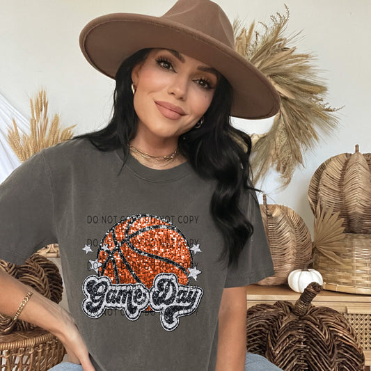 Basketball Game Day Faux Sequin Appliqué - DTF