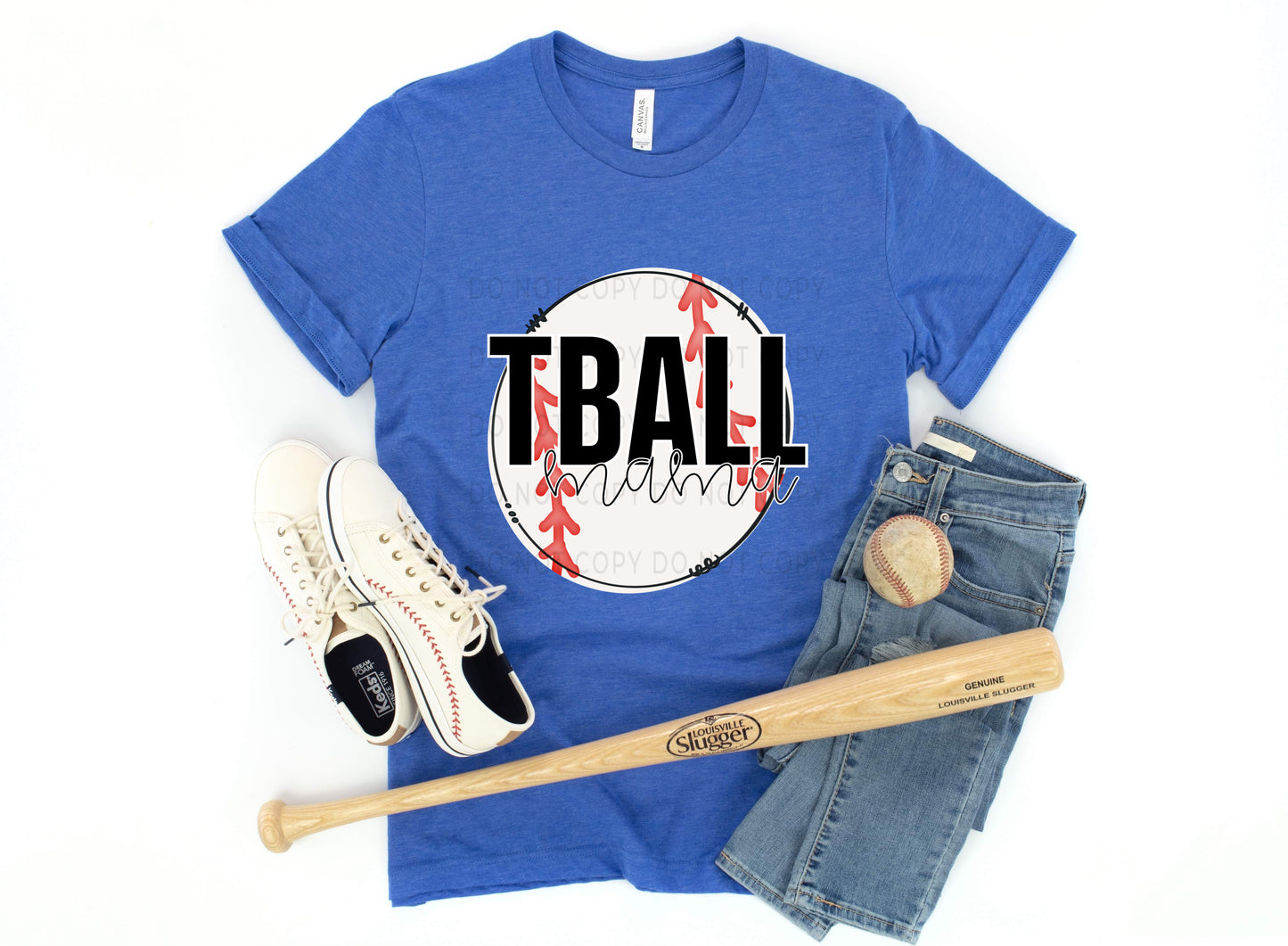 T Ball Mama White Outline -DTF