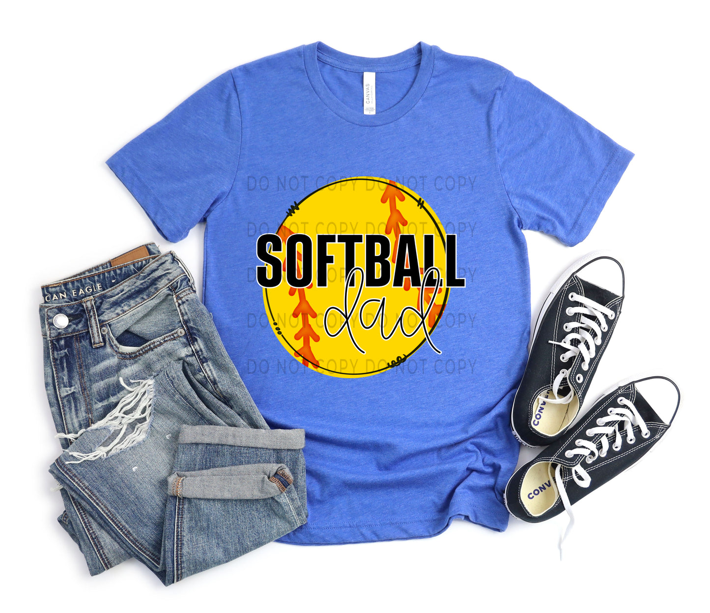 Softball Dad White Outline -DTF