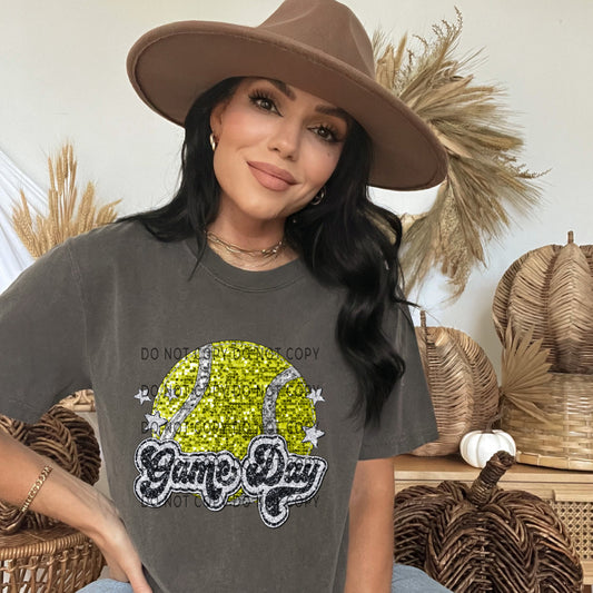 Tennis Game Day Faux Sequin Appliqué - DTF