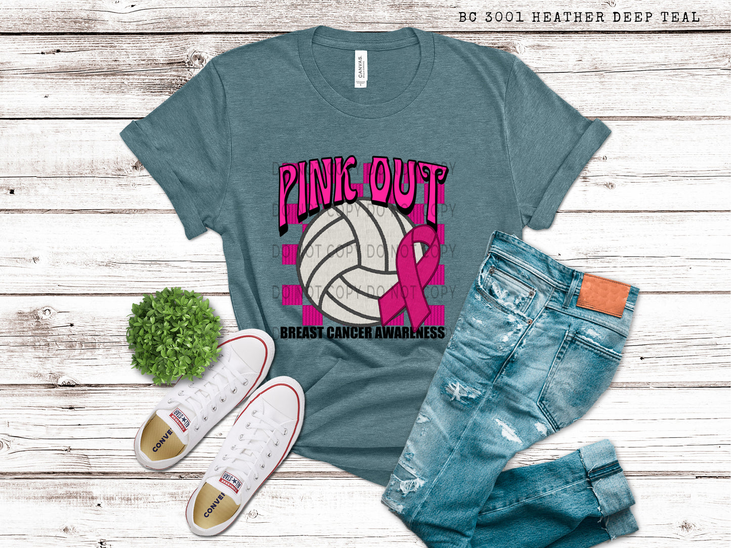 Volleyball Pink Out Faux Embroidery - DTF