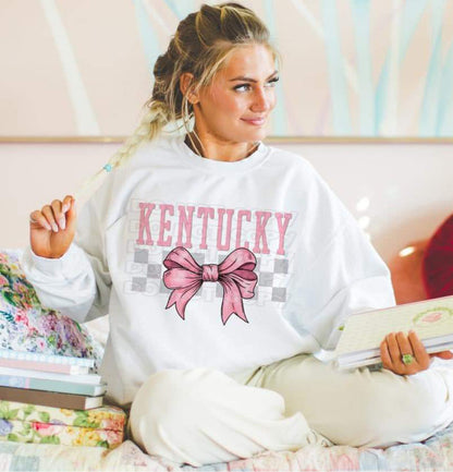 Coquette Bow pink Checkered States (ALL STATES)-DTF