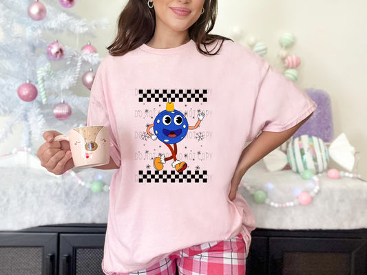 Blue Ornament Retro Checkered Christmas - DTF